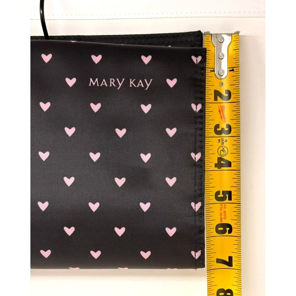 Mary Kay Hanging Travel Cosmetic Organizer Makeup Bag Black Pink Hearts Roll Up